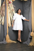 OWO THE LABEL Half sleeve Dress For Women White Colour Knee Length Dress (OTL-DRS1041)